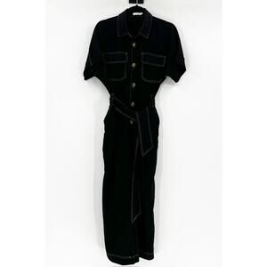 Lush Black Short‎ Sleeve Jumpsuit Small